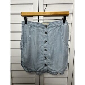 Anthropologie Cloth & Stone Chambray Denim Tencel Button Front Skirt Size Small